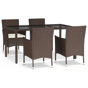 vidaXL Ensemble &agrave; manger de jardin 5 pcs et coussins marron poly rotin