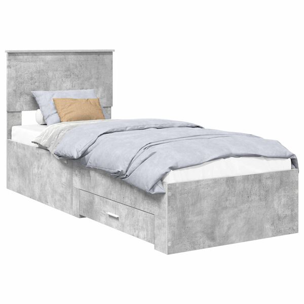 vidaXL Cadre de lit Gris B&eacute;ton et Argent 70 x 190 cm Bois d'ing&eacute;nierie