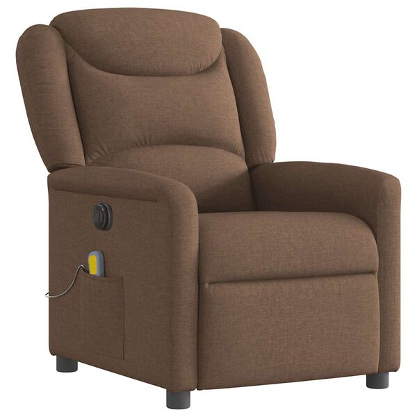 vidaXL Fauteuil inclinable de massage &eacute;lectrique marron tissu