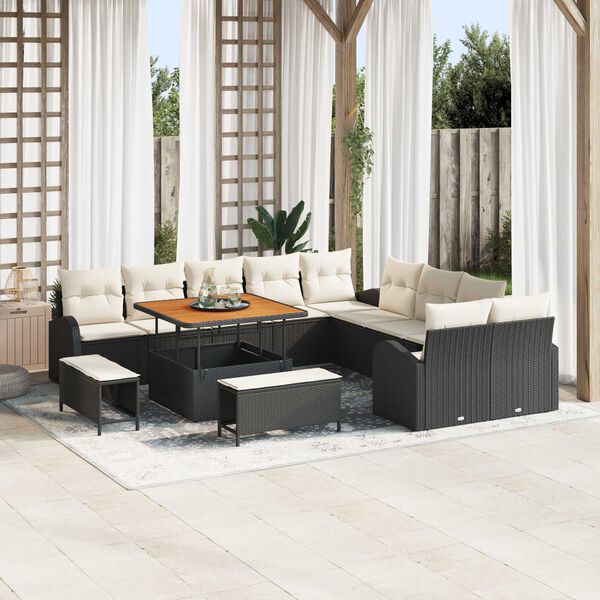 vidaXL Ensemble de canap&eacute; de jardin 13 pcs Noir Poly rotin
