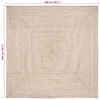 vidaXL Tapis de surface Carr&eacute; Naturel et Blanc 200 x 200 cm Jute