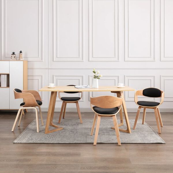 vidaXL Chaises &agrave; manger lot de 4 bois courb&eacute; et similicuir