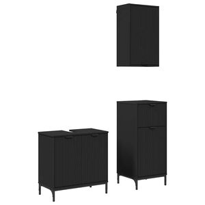 vidaXL Ensemble de mobilier de salle de bain avec tiroir 3 pcs Noir