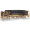 vidaXL Salon de jardin 7 pcs avec coussins gris fonc&eacute; bambou