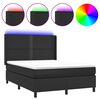 vidaXL Sommier &agrave; lattes de lit matelas LED Noir 140x200cm Similicuir