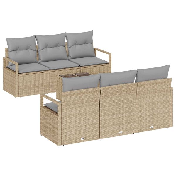 vidaXL Ensemble de Canap&eacute;s 7 pcs Beige et gris polyrotin