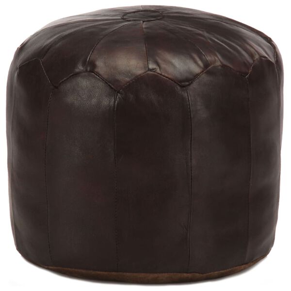 vidaXL Pouf 40 x 35 cm Marron fonc&eacute; Cuir v&eacute;ritable de ch&egrave;vre