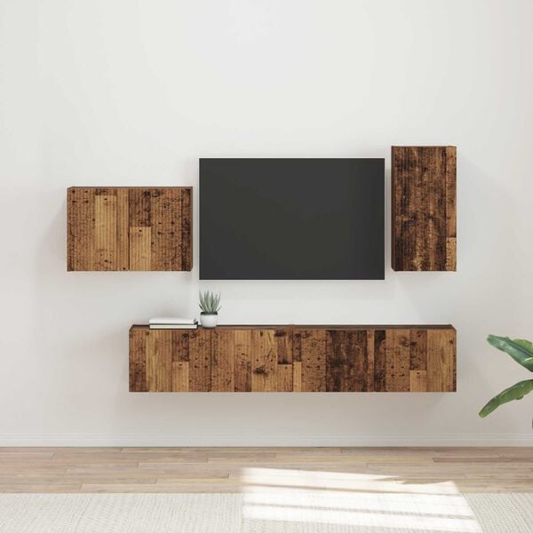 vidaXL Ensemble de meuble TV mural 4 pcs Bois ancien Bois d'ing&eacute;nierie
