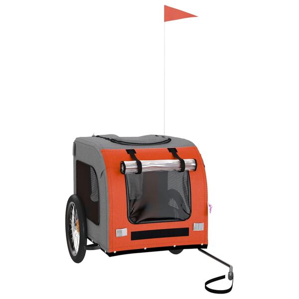 vidaXL Remorque de v&eacute;lo pour animaux de compagnie orange et gris