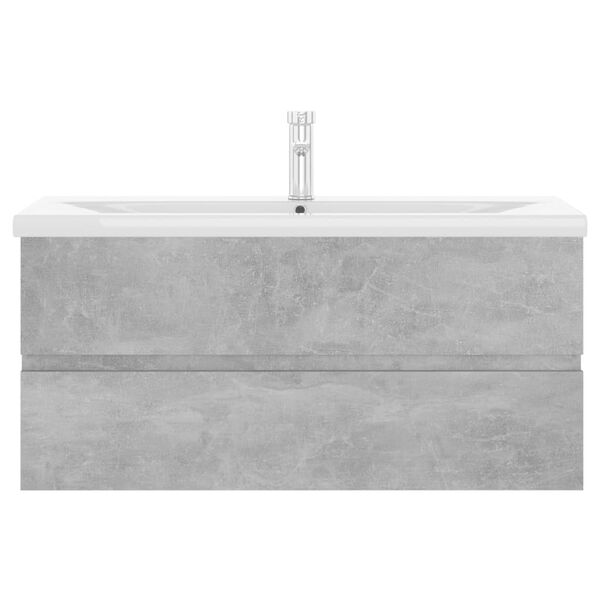 vidaXL Armoire d'&eacute;vier et lavabo int&eacute;gr&eacute; gris b&eacute;ton bois d'ing&eacute;nierie