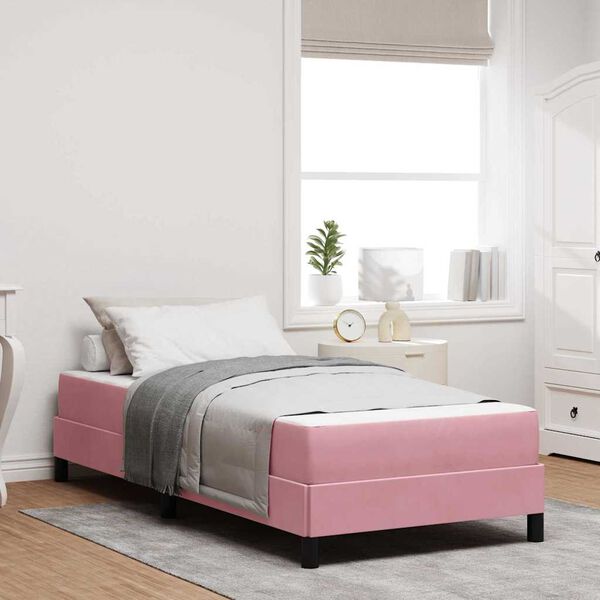 vidaXL Lit à ressorts avec matelas Rose 90 x 210 cm tissu
