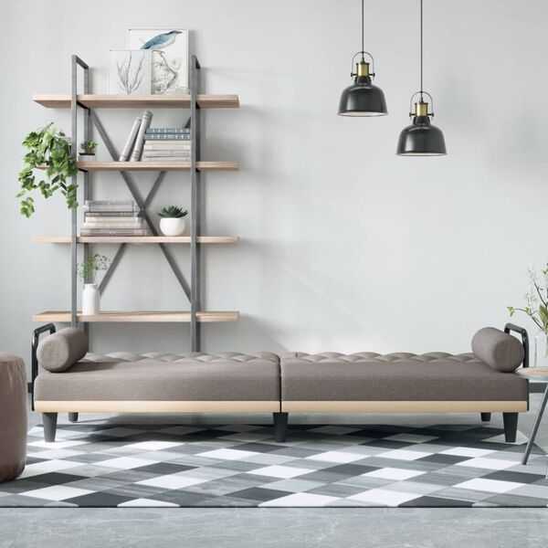 vidaXL Canap&eacute;-lit avec accoudoirs taupe tissu