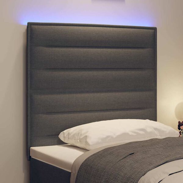 vidaXL T&ecirc;te de lit LED avec t&ecirc;te de lit Gris fonc&eacute; 90 cm Polyester