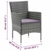 vidaXL Ensemble &agrave; manger de jardin coussins 3pcs R&eacute;sine tress&eacute;e Gris