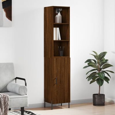 vidaXL Buffet haut Chêne marron 34,5x34x180 cm Bois d'ingénierie