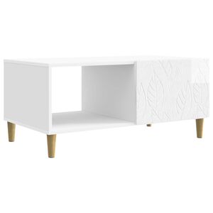vidaXL Table basse Blanc brillant 90 x 50 x 40 cm Bois d'ing&eacute;nierie