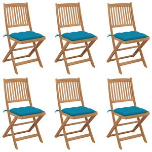vidaXL Chaises pliantes 6 pi&egrave;ces avec coussins en bois d'acacia massif