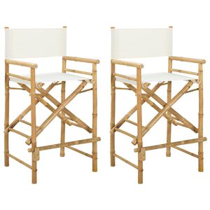 vidaXL Chaise de directeur pliante 2 pc Naturel Bambou