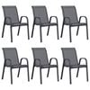 vidaXL Chaises empilables de jardin lot de 6 Gris Tissu textil&egrave;ne