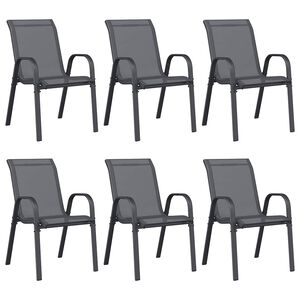 vidaXL Chaises empilables de jardin lot de 6 Gris Tissu textil&egrave;ne