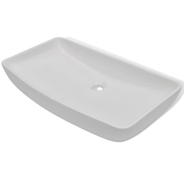 vidaXL Lavabo et mitigeur C&eacute;ramique Rectangulaire Blanc