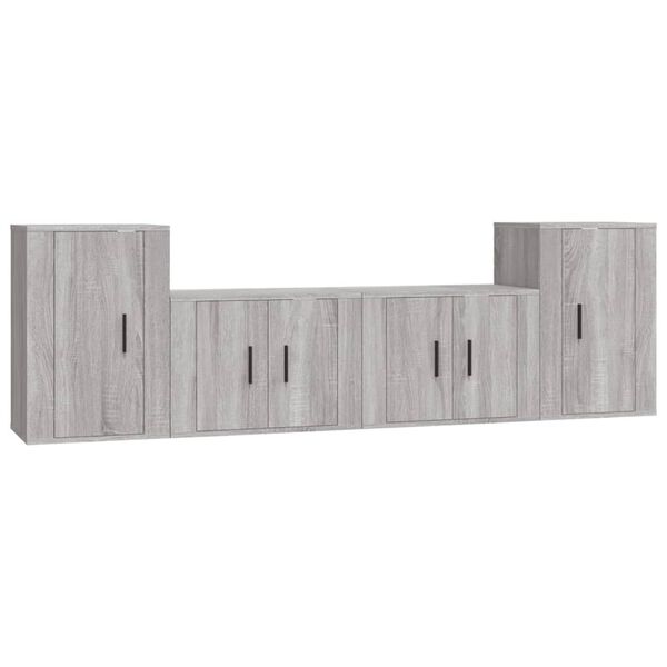 vidaXL Ensemble de meubles TV 4 pcs Sonoma gris Bois d'ing&eacute;nierie