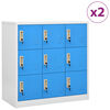 vidaXL Armoires &agrave; casiers 2 pcs Gris clair et bleu 90x45x92,5 cm Acier