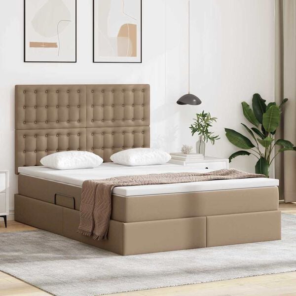 vidaXL Lit de Rangement Cappuccino 140 x 200 cm Cuir synth&eacute;tique