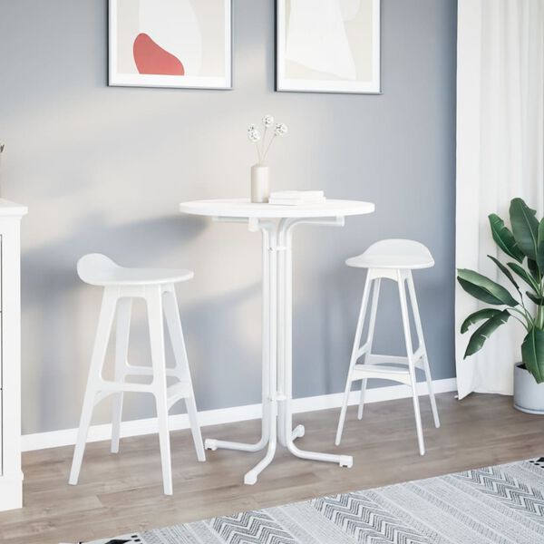 vidaXL Table de bar blanc &Oslash;80x110 cm bois d'ing&eacute;nierie et acier