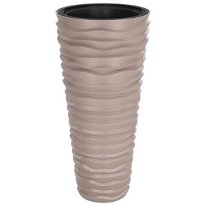 vidaXL Jardini&egrave;re et int&eacute;rieur amovible moka 18/45 L PP aspect rainur&eacute;