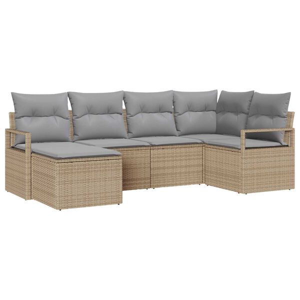 vidaXL Ensemble de Canap&eacute;s 6 pcs Beige et Gris clair polyrotin