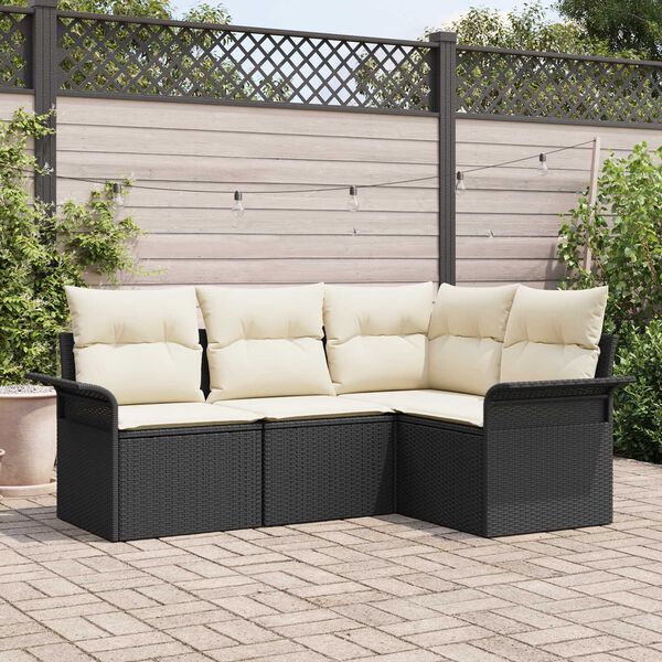 vidaXL Ensemble de canap&eacute; de jardin avec stockage 4 pcs Noir polyrotin