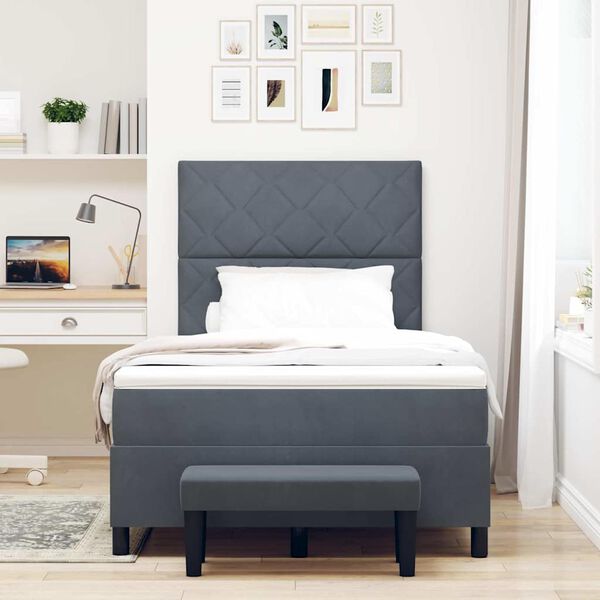 vidaXL Lit &agrave; ressorts avec matelas Gris fonc&eacute; 120 x 200 cm Velours