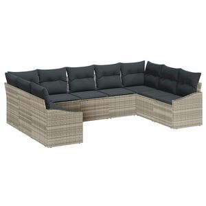 vidaXL Ensemble de Canap&eacute;s 9 pc Gris clair polyrotin