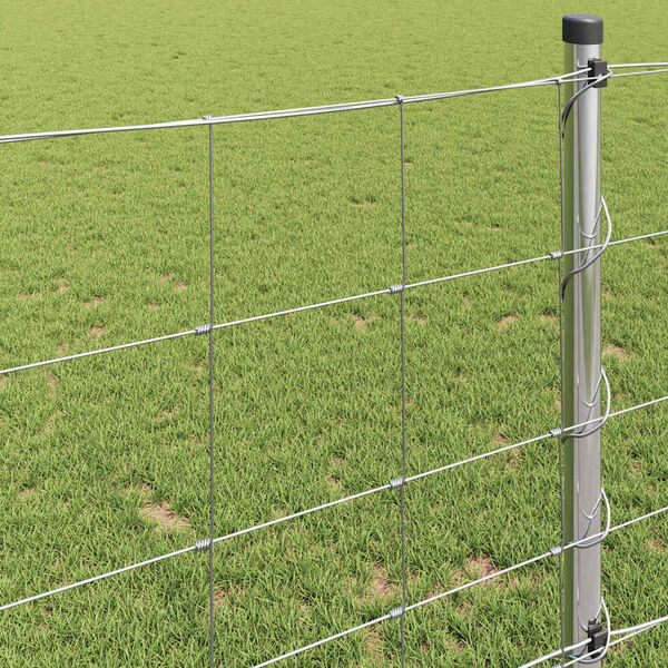 vidaXL Cl&ocirc;ture de prairie Argent&eacute; 25 x 1 m Acier galvanis&eacute;