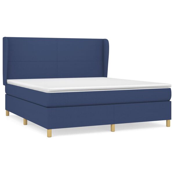 vidaXL Sommier &agrave; lattes de lit avec matelas Bleu 180x200 cm Tissu