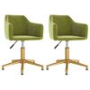 vidaXL Chaises pivotantes &agrave; manger lot de 2 Vert clair Velours