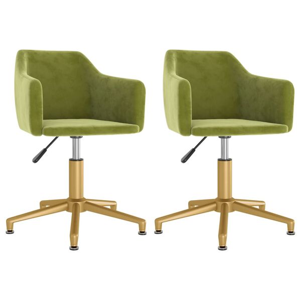 vidaXL Chaises pivotantes &agrave; manger lot de 2 Vert clair Velours