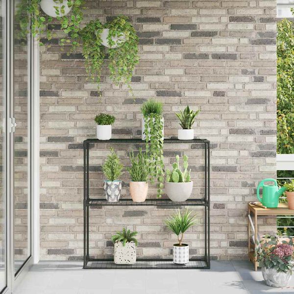 vidaXL Support de plantes &agrave; 3 niveaux Noir 100 x 32 x 102 cm Acier