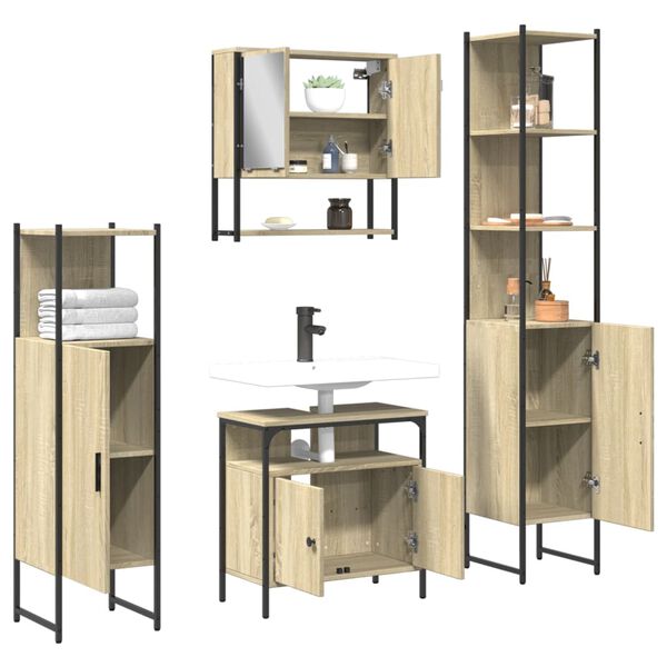 vidaXL Ensemble de meubles de salle de bain 4 pcs ch&ecirc;ne sonoma