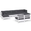 vidaXL Salon de jardin 9 pcs avec coussins blanc bois de pin