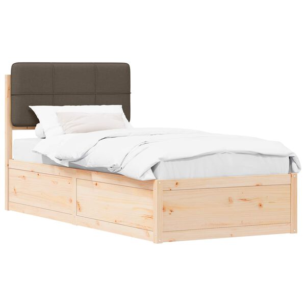 vidaXL Cadre de lit avec t&ecirc;te de lit rembourr&eacute;e Taupe 80 x 200 cm