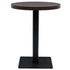 vidaXL Table de bistro MDF et acier Rond 60 x 75 cm Frêne foncé