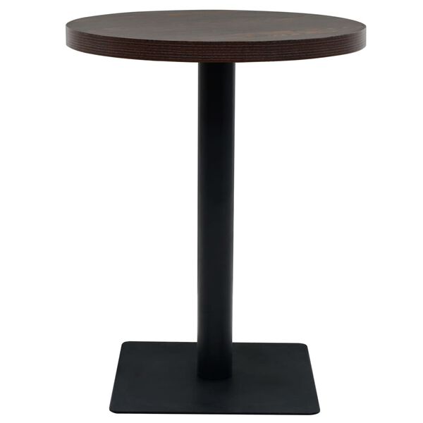 vidaXL Table de bistro MDF et acier Rond 60 x 75 cm Frêne foncé