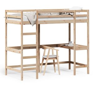 vidaXL Lit superpos&eacute; avec bureau 90x200 cm bois de pin massif