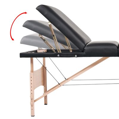vidaXL Table de massage pliable à 3 zones 10 cm d'épaisseur Noir