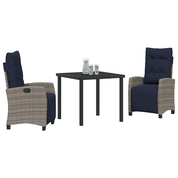 vidaXL Ensemble de salle &agrave; manger pour jardin 3 pcs Gris polyrotin