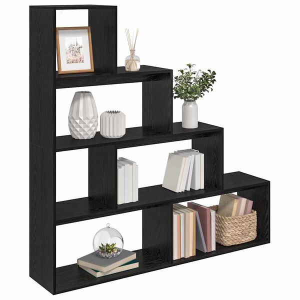 vidaXL Cloison Biblioth&egrave;que Ch&ecirc;ne noir 143,5 x 29 x 143,5 cm