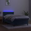 vidaXL Sommier &agrave; lattes de lit avec matelas et LED Bleu fonc&eacute; 80x200cm