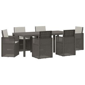 vidaXL Ensemble de salle &agrave; manger pour jardin 7 pc Gris clair PP